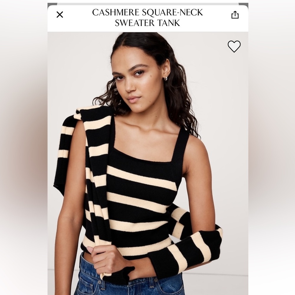 NWT 100% Cashmere Square-Neck Sweater Tank     Sz S